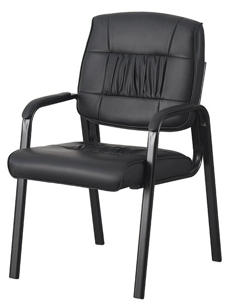 Scaun de conferinta, piele ecologica si spuma, cotiere captusite, negru