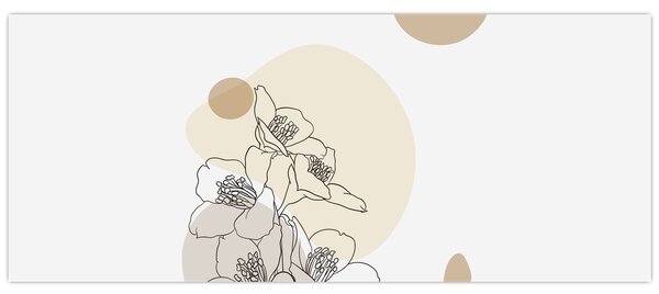 Tablou - Flori bej cu fluture N⁰4 (120x50 cm)