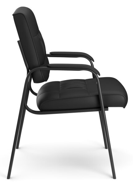 Scaun de conferinta, piele ecologica si spuma, cotiere captusite, negru