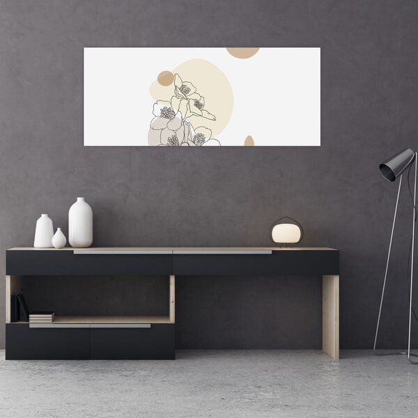 Tablou - Flori bej cu fluture N⁰4 (120x50 cm)