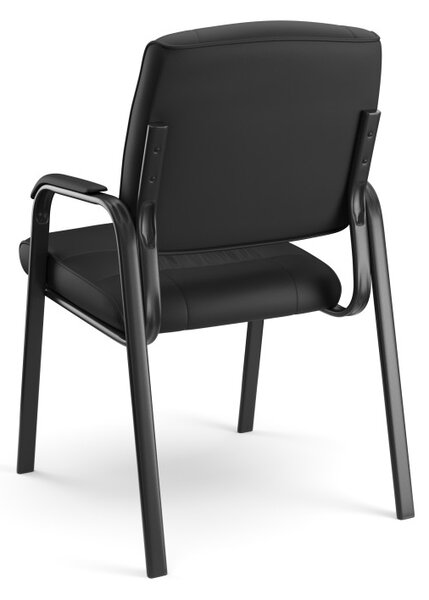 Scaun de conferinta, piele ecologica si spuma, cotiere captusite, negru