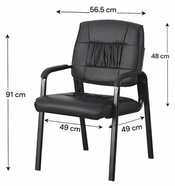 Scaun de conferinta, piele ecologica si spuma, cotiere captusite, negru