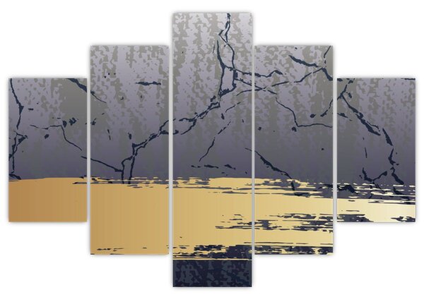 Tablou - Albastru și aur abstracție N⁰1 (150x105 cm)