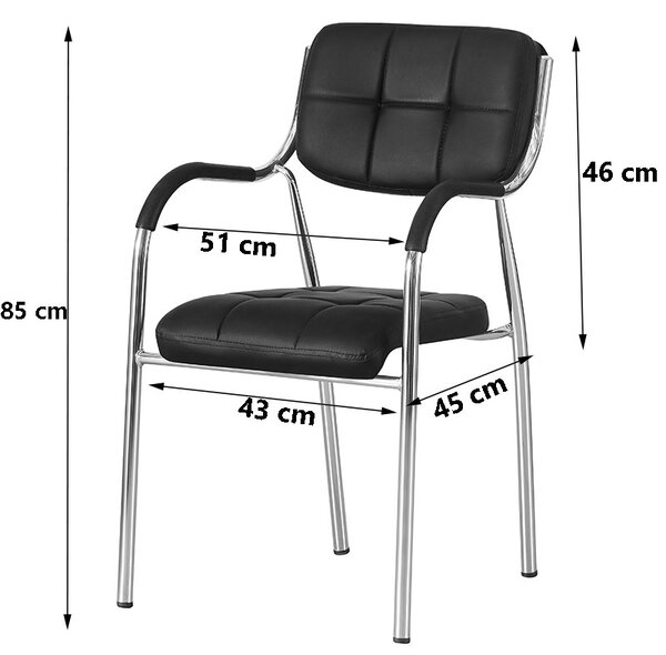 Scaun sala de conferinta, tapiterie piele eco, cadru cromat, inaltime 85 cm