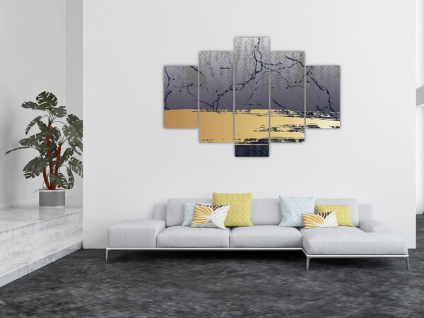 Tablou - Albastru și aur abstracție N⁰1 (150x105 cm)