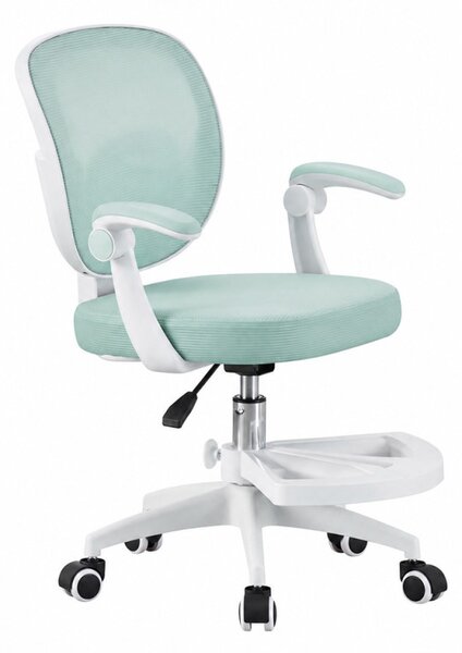 Scaun de birou pentru copii si adolescenti, ergonomic, cu suport pentru picioare, verde menta