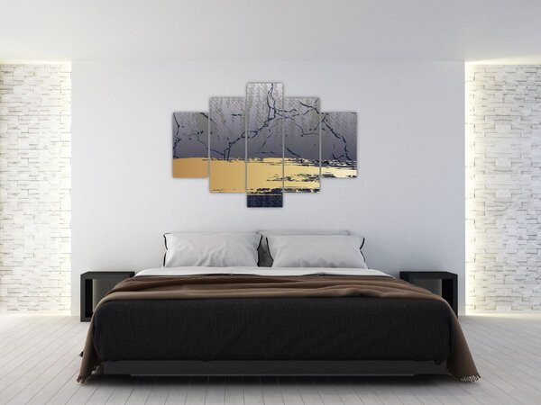 Tablou - Albastru și aur abstracție N⁰1 (150x105 cm)
