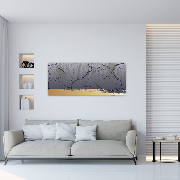 Tablou - Albastru și aur abstracție N⁰1 (120x50 cm)