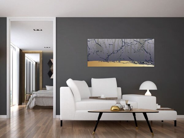 Tablou - Albastru și aur abstracție N⁰1 (120x50 cm)
