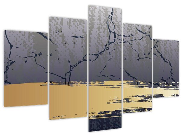 Tablou - Albastru și aur abstracție N⁰1 (150x105 cm)