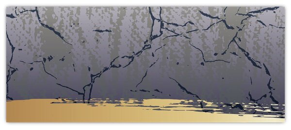 Tablou - Albastru și aur abstracție N⁰1 (120x50 cm)