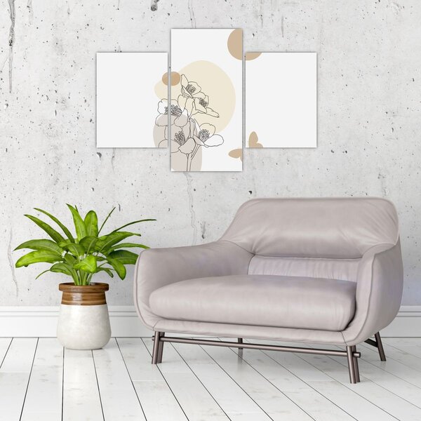 Tablou - Flori bej cu fluture N⁰4 (90x60 cm)
