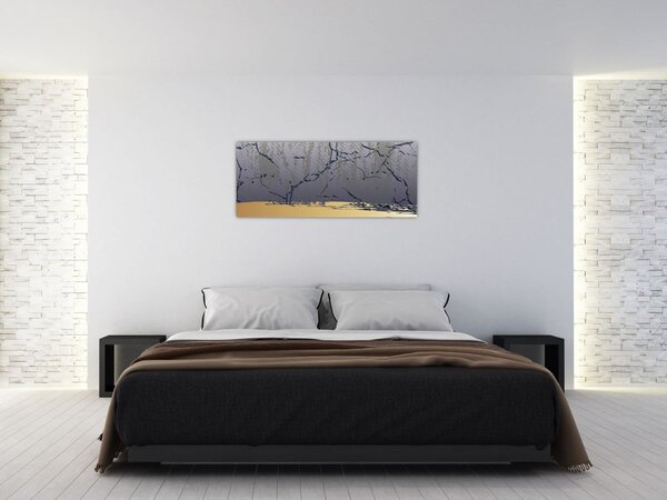 Tablou - Albastru și aur abstracție N⁰1 (120x50 cm)