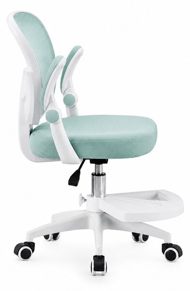Scaun de birou pentru copii si adolescenti, ergonomic, cu suport pentru picioare, verde menta