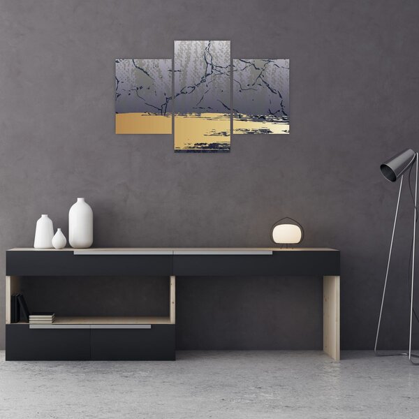 Tablou - Albastru și aur abstracție N⁰1 (90x60 cm)