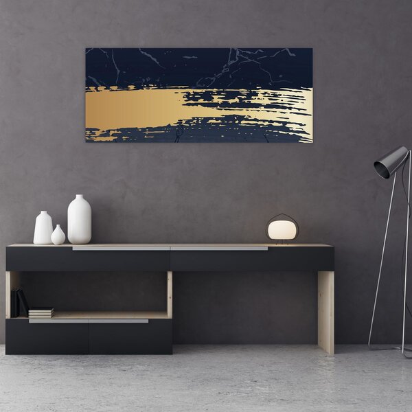 Tablou - Albastru și aur abstracție N⁰2 (120x50 cm)
