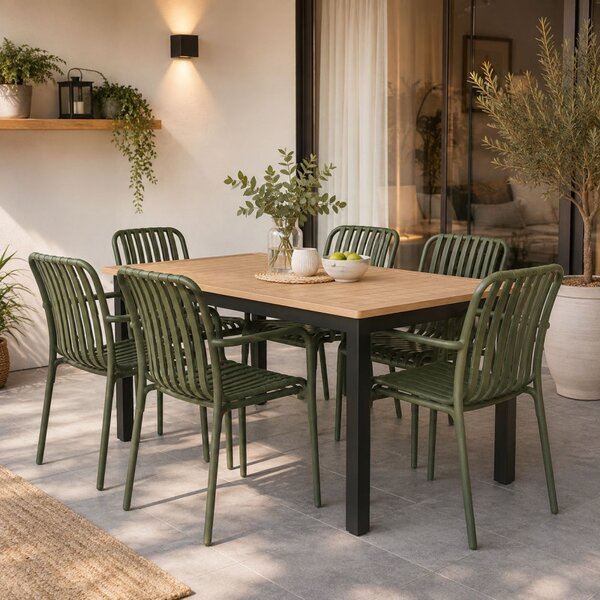 Scaun de gradina stivuibil cu brate, pentru terasa si balcon, 54x58.5x80.5 cm