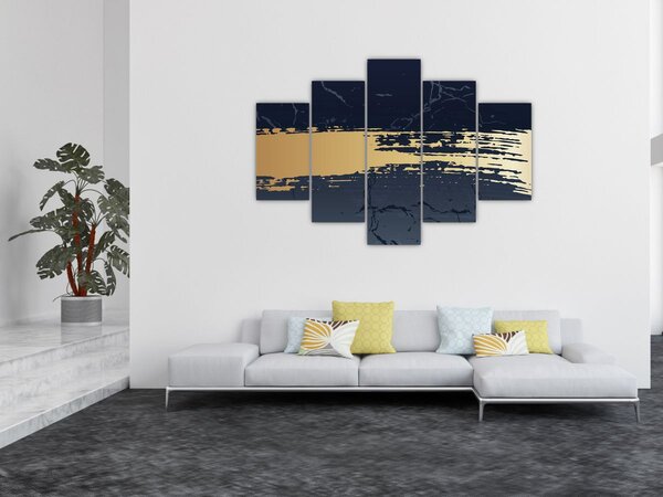 Tablou - Albastru și aur abstracție N⁰2 (150x105 cm)
