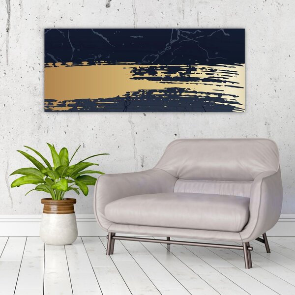 Tablou - Albastru și aur abstracție N⁰2 (120x50 cm)