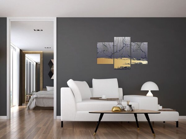 Tablou - Albastru și aur abstracție N⁰1 (90x60 cm)