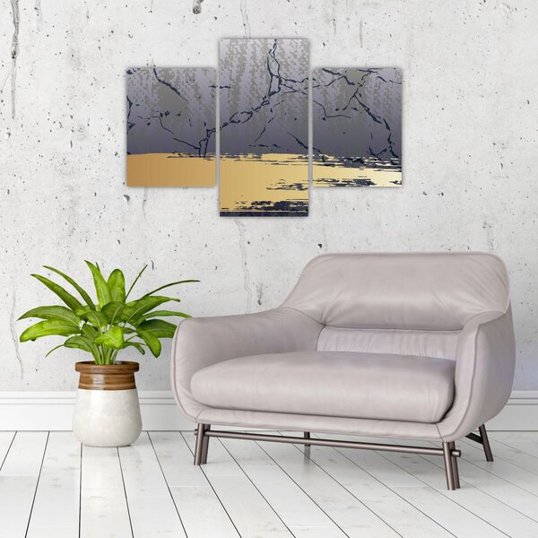 Tablou - Albastru și aur abstracție N⁰1 (90x60 cm)
