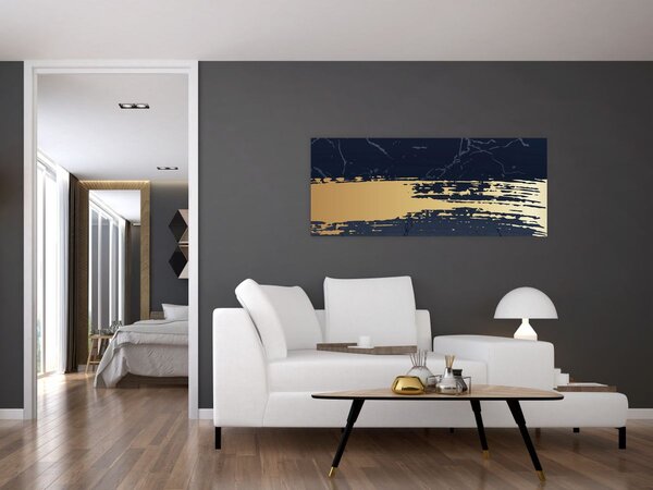 Tablou - Albastru și aur abstracție N⁰2 (120x50 cm)
