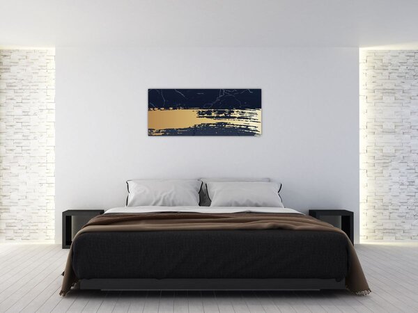 Tablou - Albastru și aur abstracție N⁰2 (120x50 cm)
