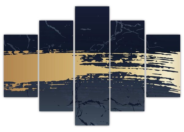 Tablou - Albastru și aur abstracție N⁰2 (150x105 cm)