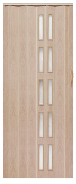 Usa de interior plianta cu geam tip acordeon, 203x80cm, stejar deschis, 6mm