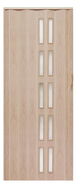 Usa de interior plianta cu geam tip acordeon, 203x80cm, stejar deschis, 6mm