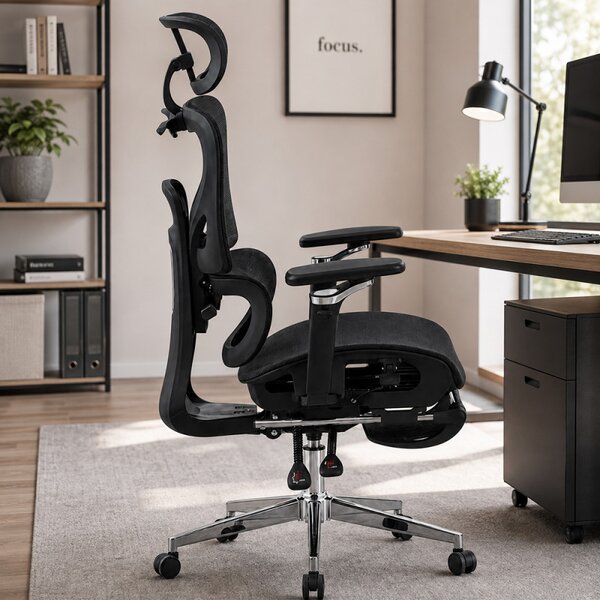 Scaun ergonomic birou, sezut reglabil pe adancime, spatar si tetiera reglabile, cotiere 5D, suport picioare, mesh