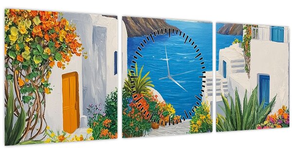 Tablou - Alee grecească (cu ceas) (90x30 cm)