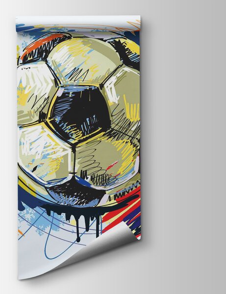 Fototapet Mingea de fotbal cu mâzgălituri colorate, Fototapet designer, Fototapet populare, u09517 - Tapeko.ro