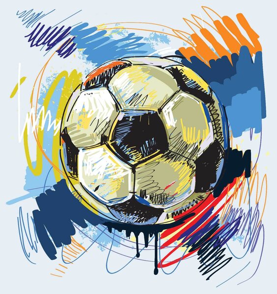 Fototapet Mingea de fotbal cu mâzgălituri colorate, Fototapet designer, Fototapet populare, u09517 - Tapeko.ro