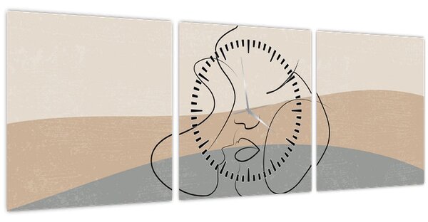 Tablou - Sărut de linie de artă (cu ceas) (90x30 cm)