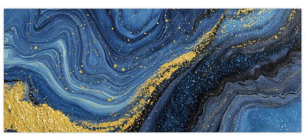 Tablou - Abstracție albastru-aurie (120x50 cm)