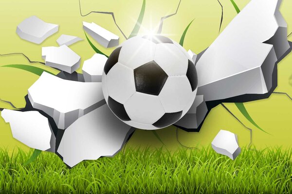 Fototapet Mingea de fotbal care trece printr-un perete, Fototapet copii, Fototapet populare, u60029 - Tapeko.ro