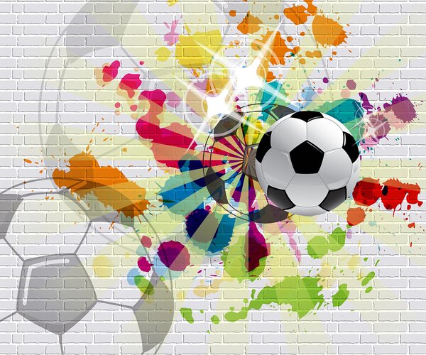 Fototapet Minge de fotbal colorată în mișcare dinamică, Fototapet designer, Fototapet populare, u72798 - Tapeko.ro