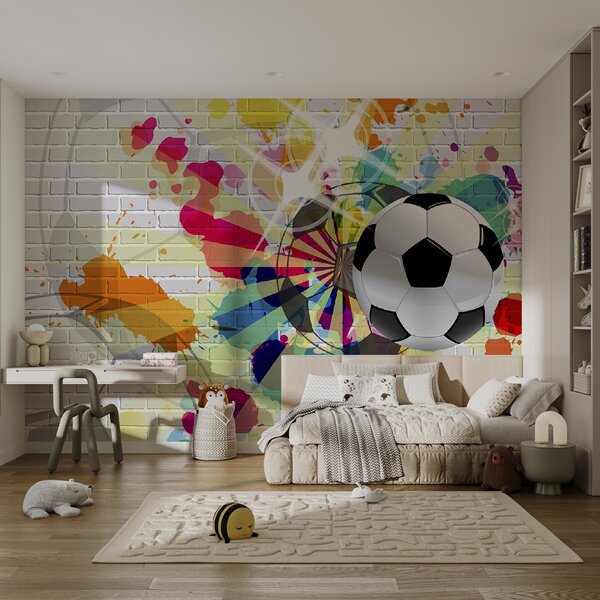 Fototapet Minge de fotbal colorată în mișcare dinamică, Fototapet designer, Fototapet populare, u72798 - Tapeko.ro