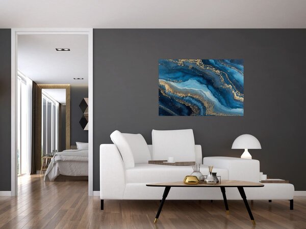 Tablou - Abstracție marmură albastră (90x60 cm)