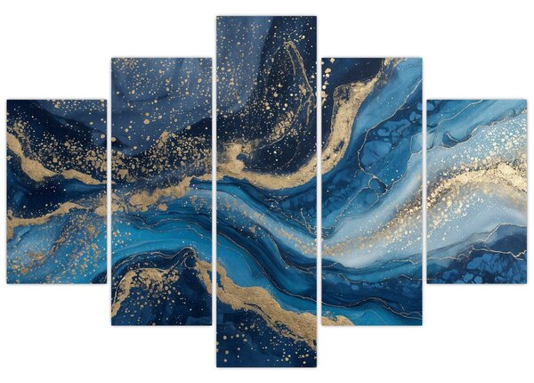 Tablou - Marmură abstractă albastru-aurie (150x105 cm)