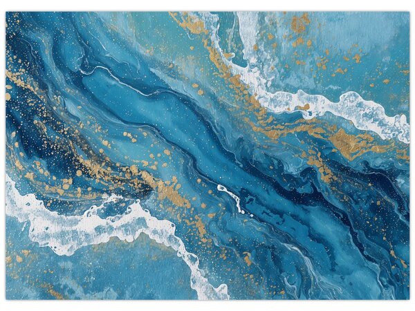 Tablou - Marmură bleu cu aur II. (70x50 cm)