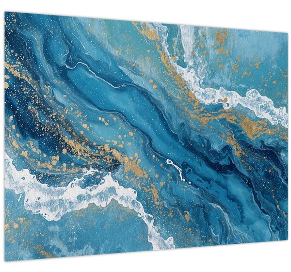 Tablou - Marmură bleu cu aur II. (70x50 cm)