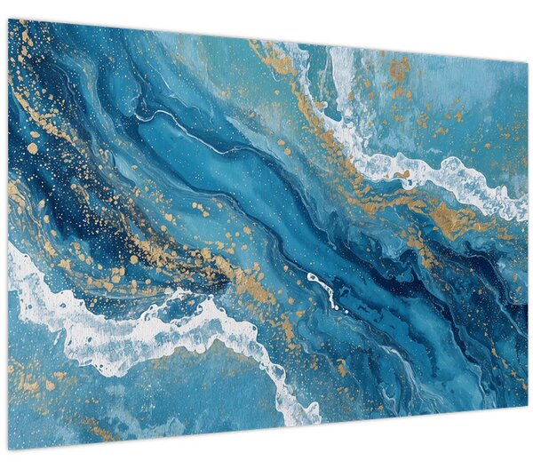 Tablou - Marmură bleu cu aur II. (90x60 cm)