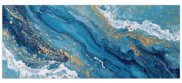 Tablou - Marmură bleu cu aur II. (120x50 cm)