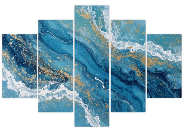 Tablou - Marmură bleu cu aur II. (150x105 cm)
