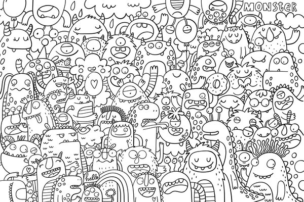Fototapet Grup de monștri de desene animate, Fototapet flori, Fototapet populare, u96393 - Tapeko.ro