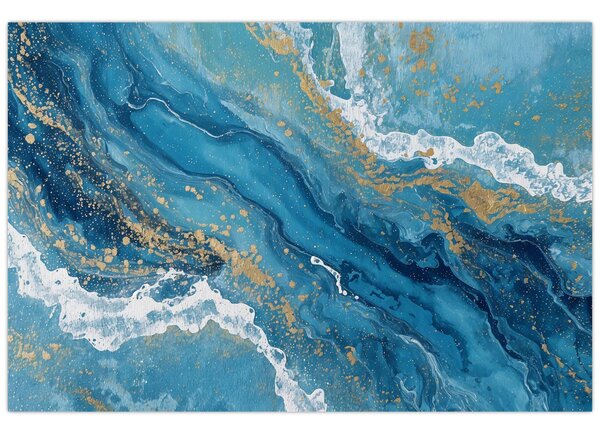 Tablou - Marmură bleu cu aur II. (90x60 cm)
