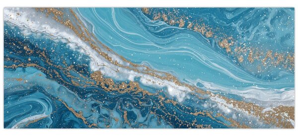 Tablou - Marmură bleu cu aur I. (120x50 cm)