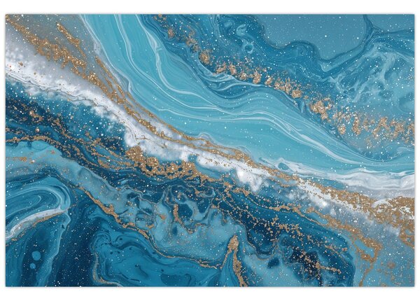 Tablou - Marmură bleu cu aur I. (90x60 cm)